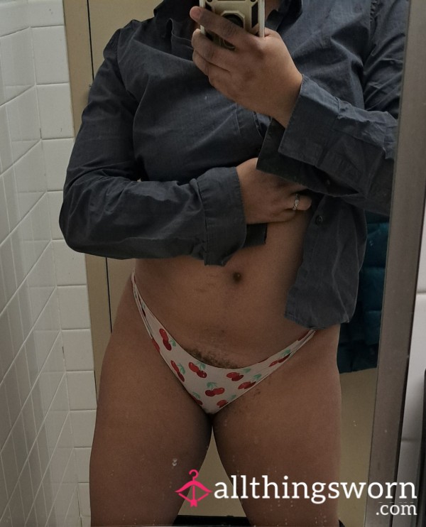 Pink Cherry Print Lace Back Panties