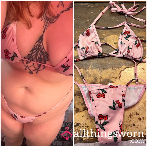Pink Cherry Skull Stripper Outfit