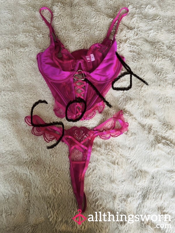 Pink Corset Lingerie Set