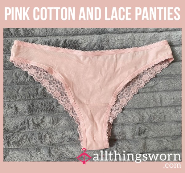 Pink Cotton And Lace Panties🌸