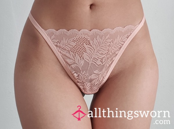 🩷 Pink Cotton G-String With Lace 🩷