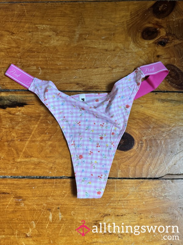 Pink Cotton Gingham Print VS Thong, XXL
