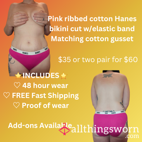 Pink Cotton Hanes Bikini Cut 48 Hr Wear