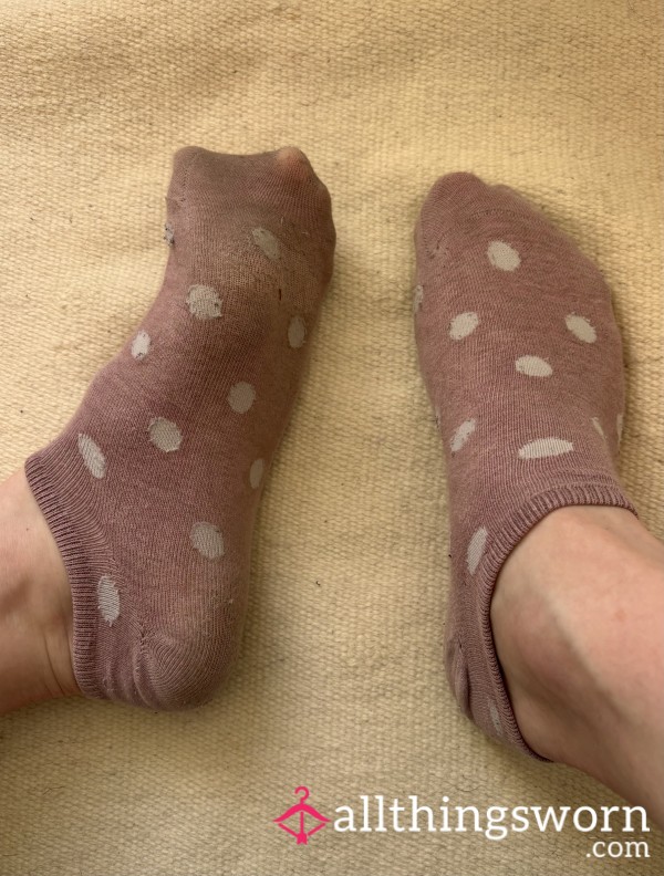 Pink Cotton Smelly Worn Out Socks - After Gardening And Run