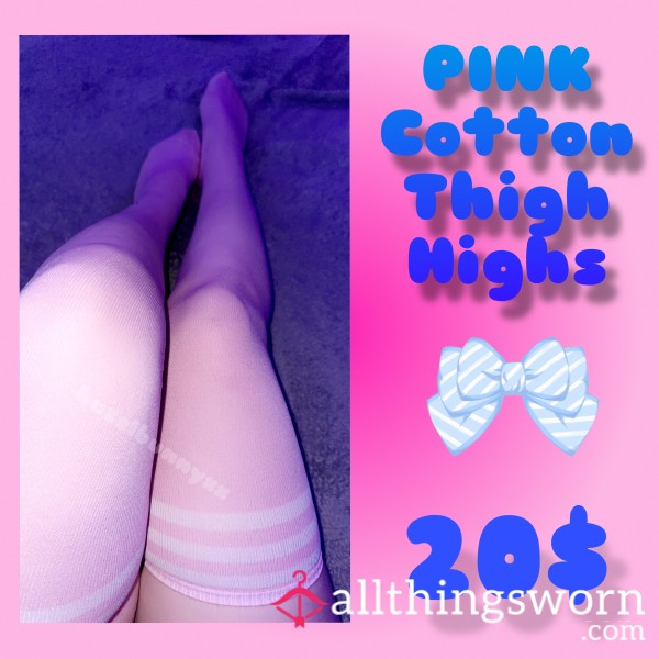 Pink Cotton Thigh Highs
