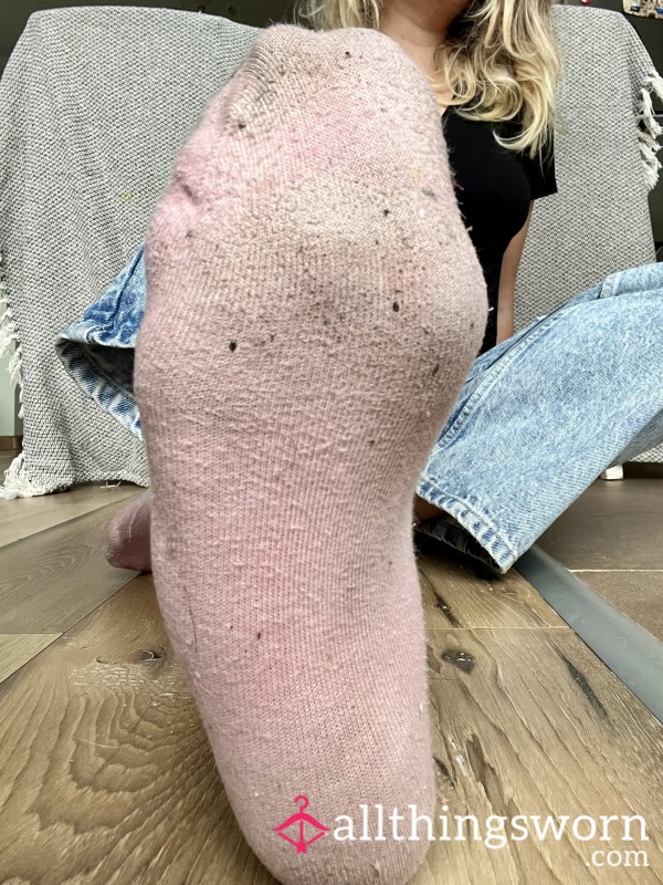 Pink Crew Socks - 7 Days Worn