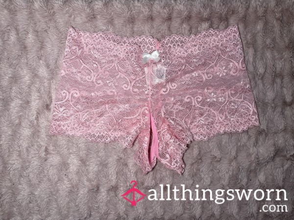 Pink Crotchless Panties