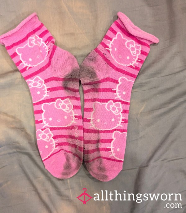 Pink Cute Hello Kitty Cartoon Crew Socks