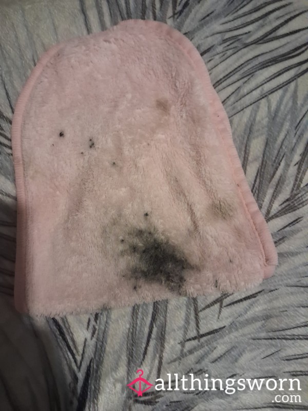 Pink Face Cloth With Mascara Stains