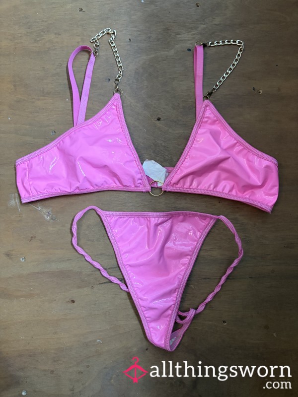 Pink Faux Leather/ Pu Set