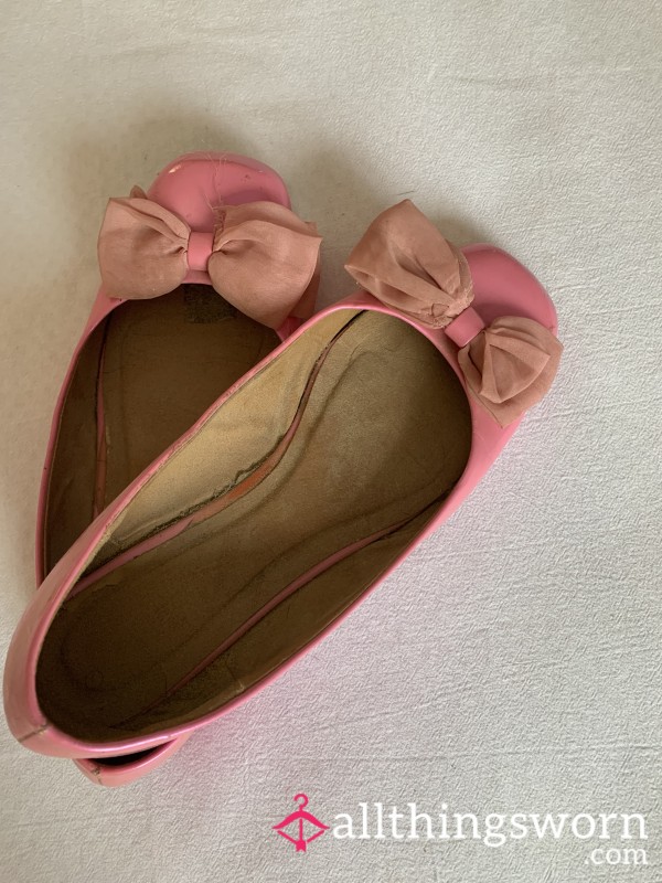Pink Flats With A Satin Bow