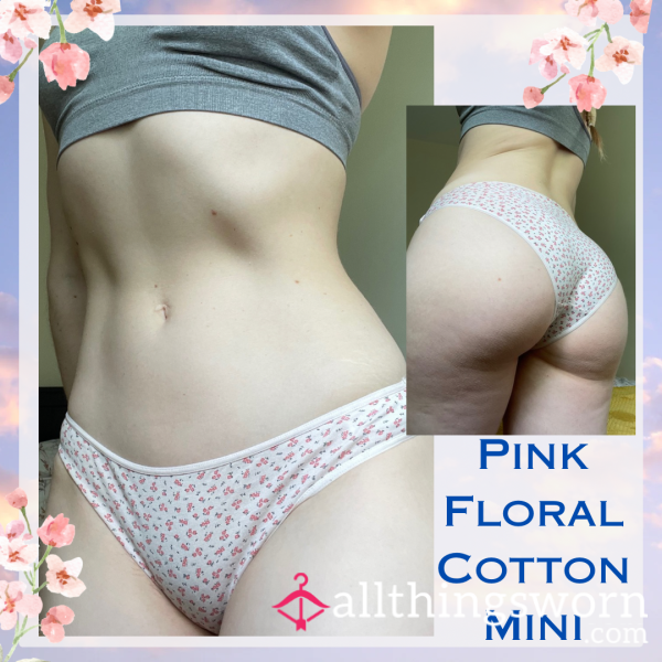 Pink Flor*l Cotton Mini 🌷 Size Small▪️1 Day Wear - £20. Longer Wears And International Shipping Available 🌎