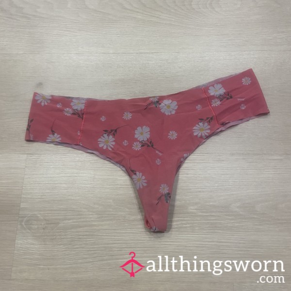 Pink Flor*l Nylon Thong