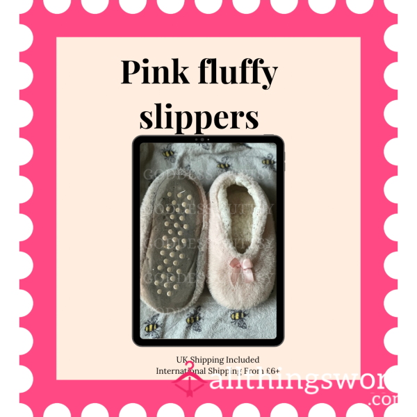 Pink Fluffy Bow Full Feet Cover Slippers