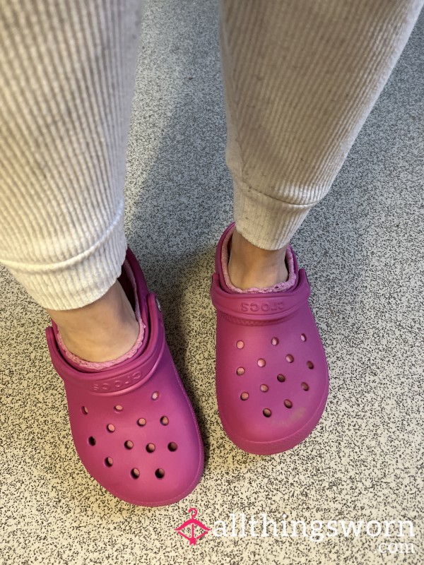 Pink Fluffy Crocs