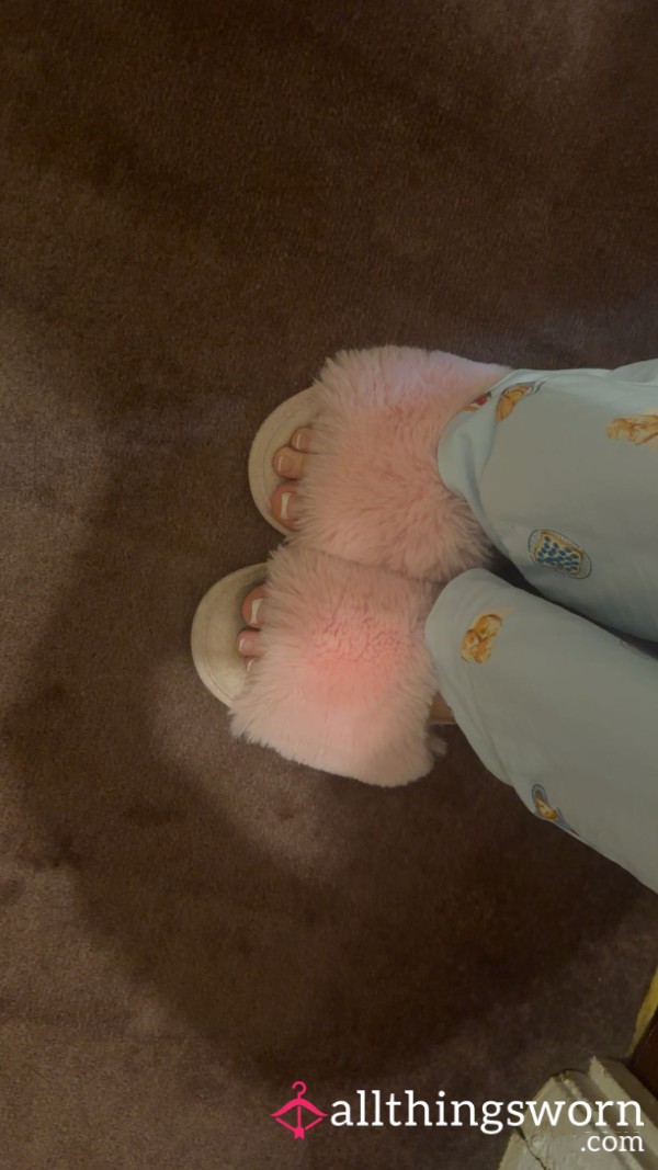 Pink Fluffy Dirty Slippers