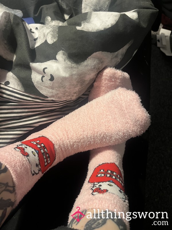 Pink Fluffy Hello Kitty Socks
