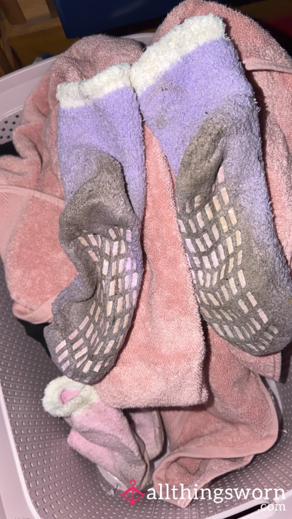 Pink Fluffy Purple 10 Day Worn Socks