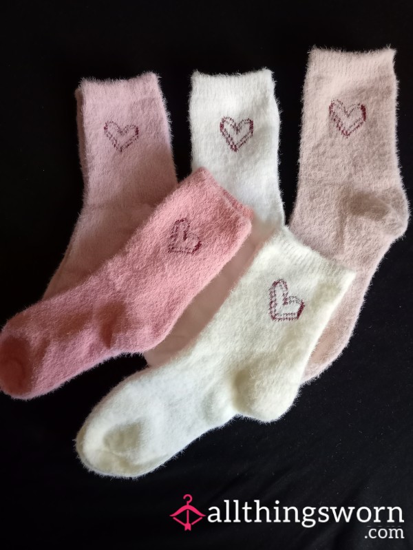 Pink Fluffy Socks - 24hr Worn On Bratty Ginger MILF Feet! 💜🔥