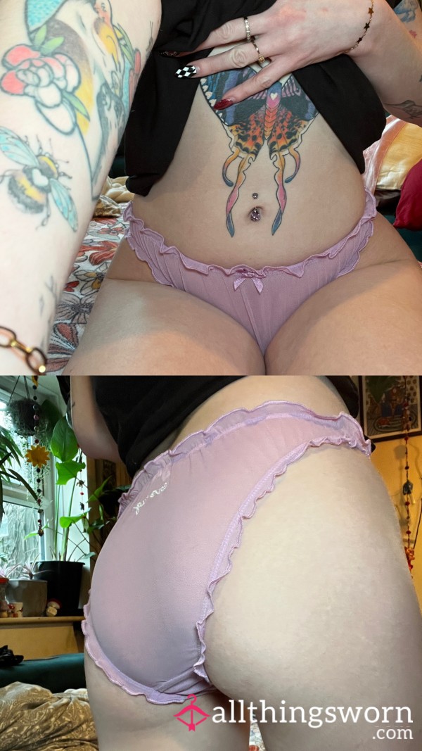 🎀 Pink Frilly Mesh Panties ~ Worn 24 Hrs 🎀