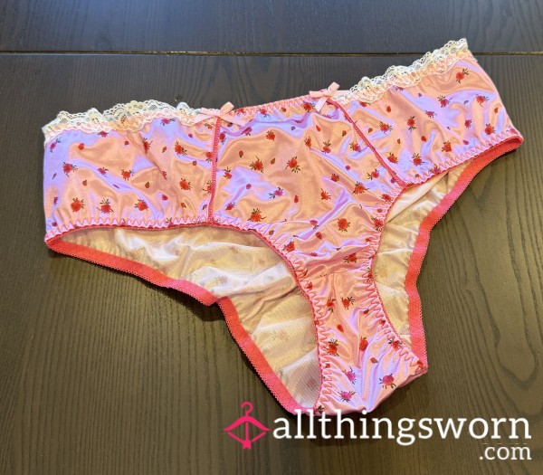 Pink Frilly Satin Panties - Reserve A Day For A Wear!
