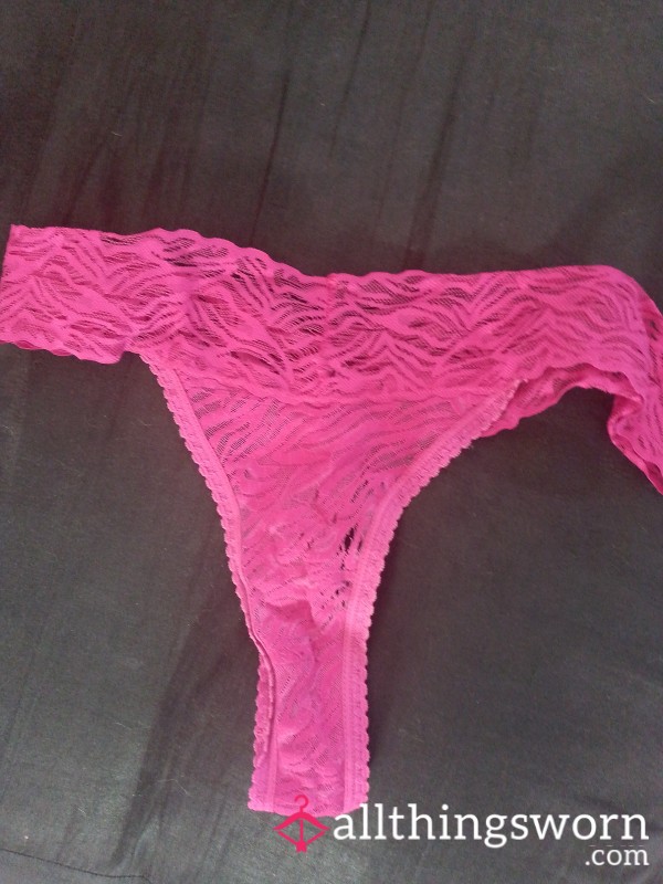 Pink Lacey Thong 💗 Worn 💗