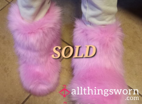 Pink Fuzzy Boots 5.5