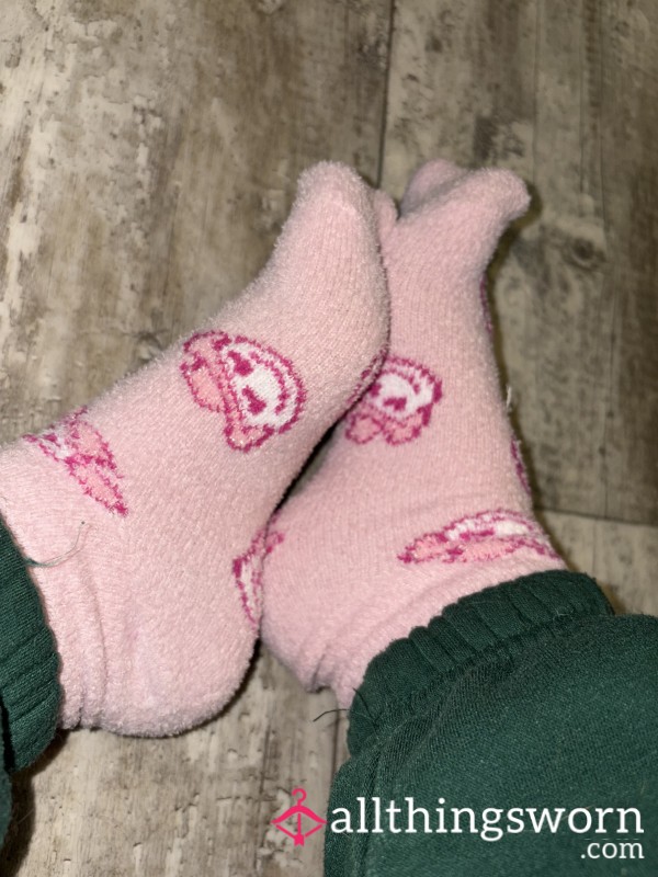 PINK FUZZY COWBOY SOCKS