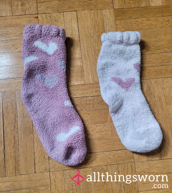 Pink Fuzzy Crew Socks