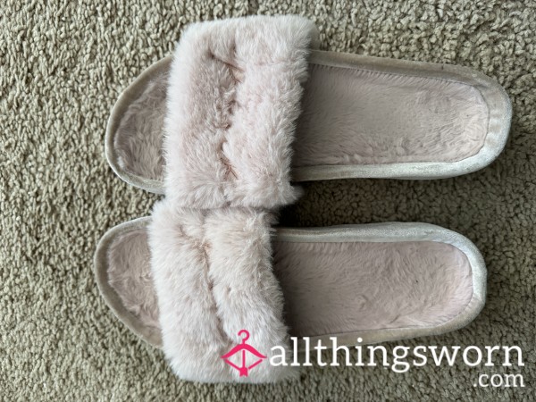 Pink Fuzzy Slides