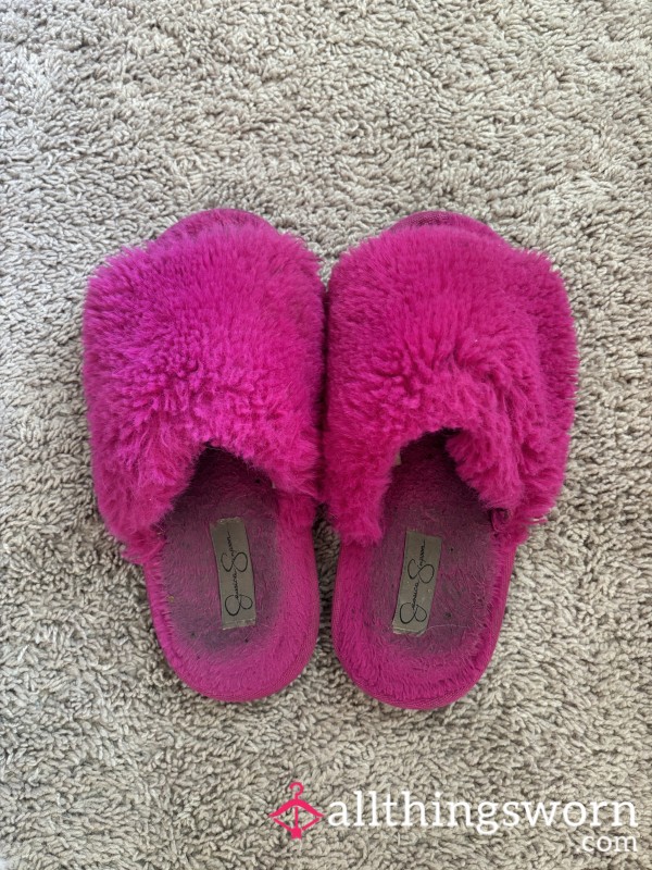 Pink Fuzzy Slippers VERY Worn