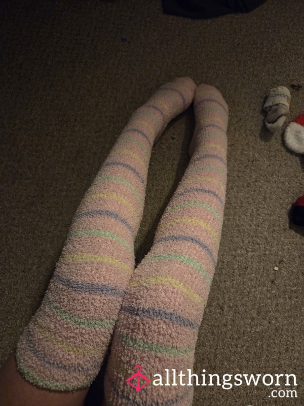 Pink Fuzzy Thigh Highs Socks