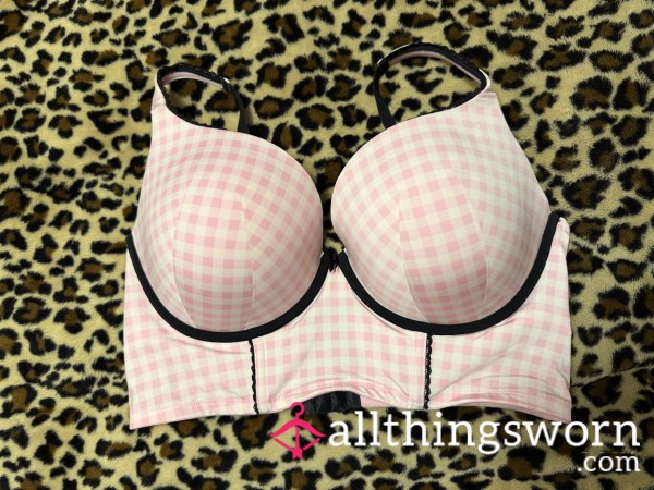 Pink Gingham Push-Up Bra