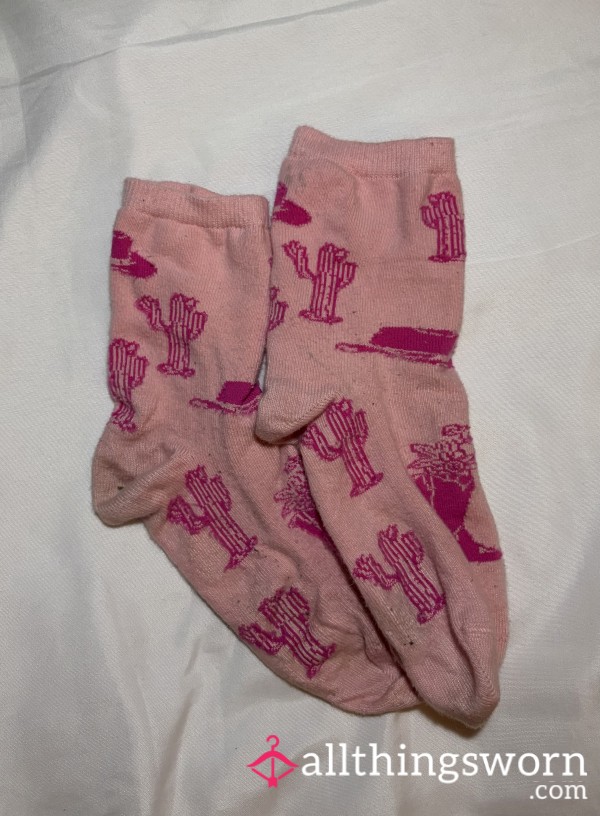 Pink, Girly Cowboy Socks - All Day Wear, Work Shift, Barista