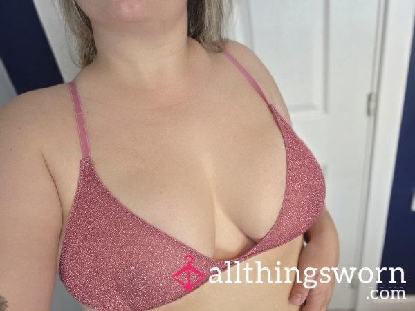 Pink Glitter Bra And Thong Set