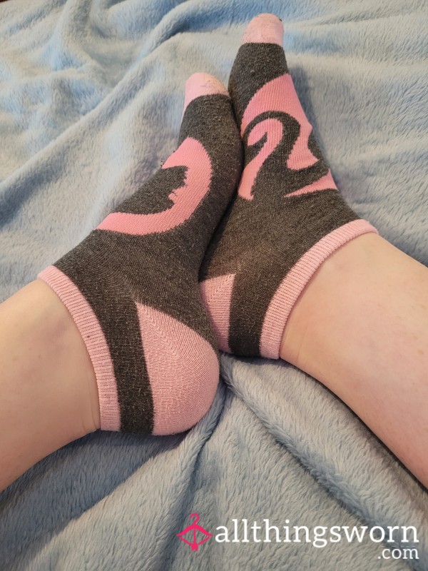 Pink & Grey Ankle Socks - Perfect For A Sissy