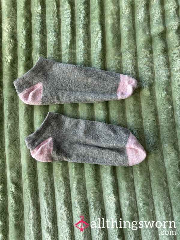 Pink & Grey Ankle Socks