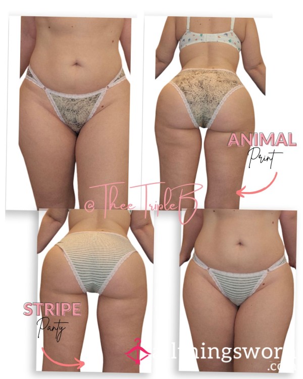 Pink & Grey Cotton Panties - 2 Patterns To Choose From