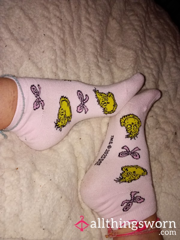 Pink Grinch Christmas Trainer Socks 🎄😜