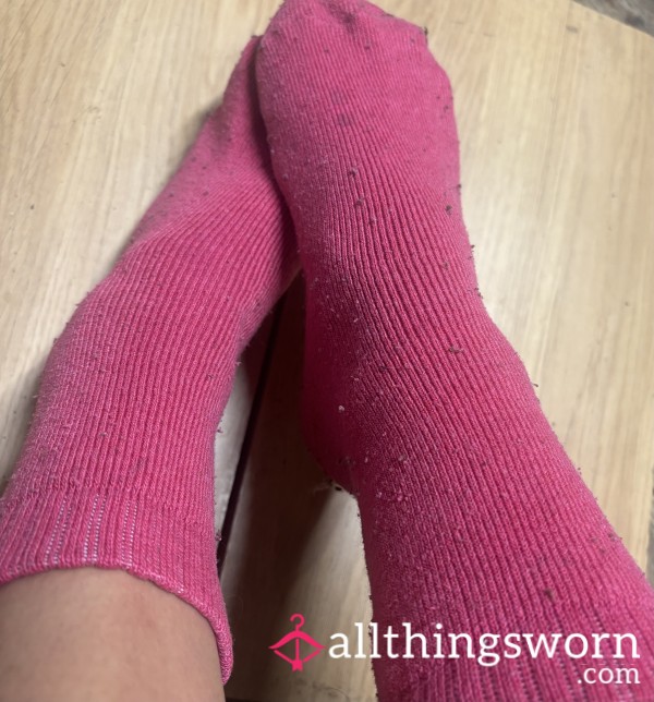 Pink Grotty Worn Socks