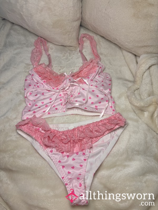 Pink Heart Lingerie Set