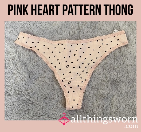 Pink Heart Pattern Thong💕