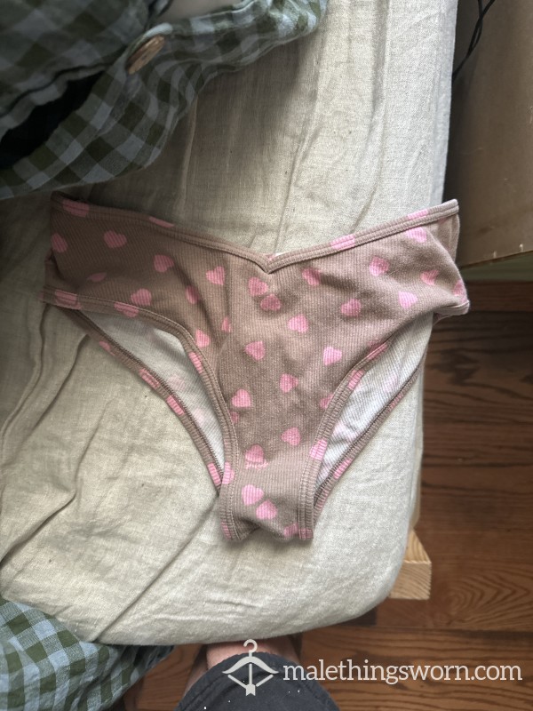 PINK Heart Pink And Brown Panties