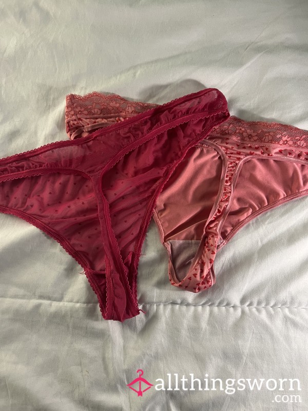 Pink Heart Print Thongs