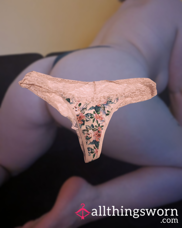 Pink Lace And Cotton Flor*l VS Thong 🌺