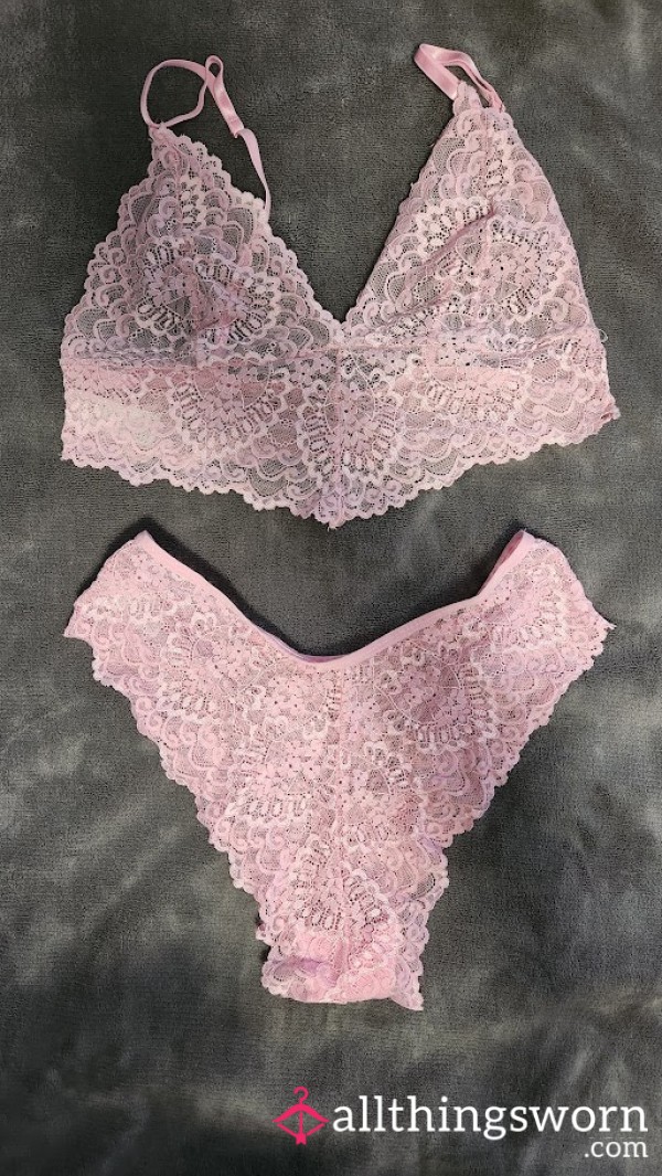 Pink Lace Bra And Panty Set