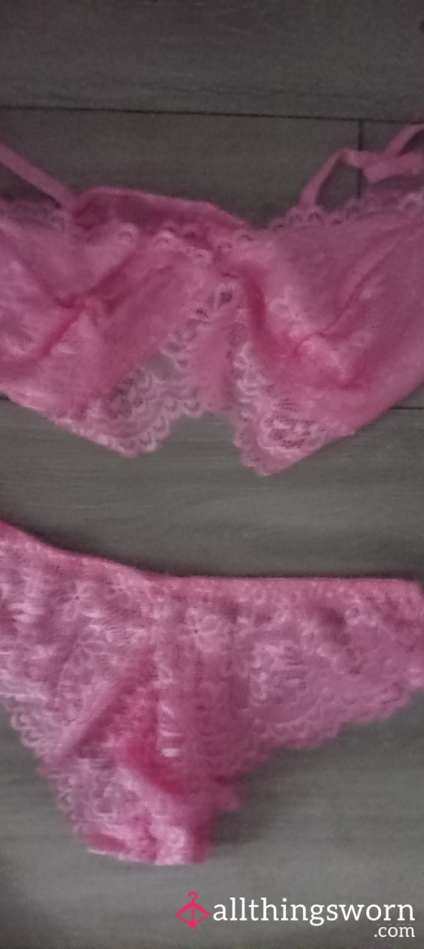 Pink Lace Bra And Panty Set