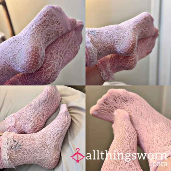 Pink Lace Frilly Socks 🩷