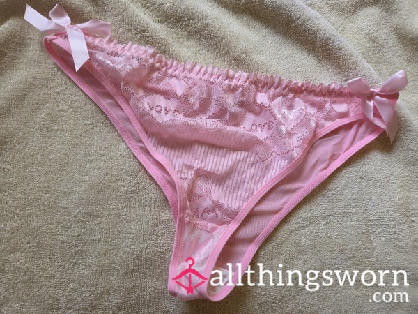 Pink Lace Love Panties Size Extra Large