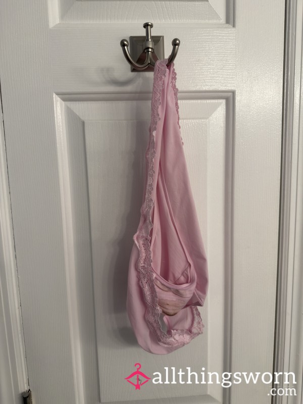 Pink Lace Panties: Genuinely Worn & Naturally Marked
